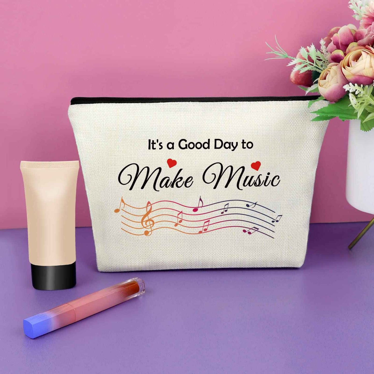 Sazuwu Music Lover Makeup Bag Cosmetic Organizers Music Teacher Appreciation Festival Gift Themed Gifts for Students Graduation Birthday Christmas
