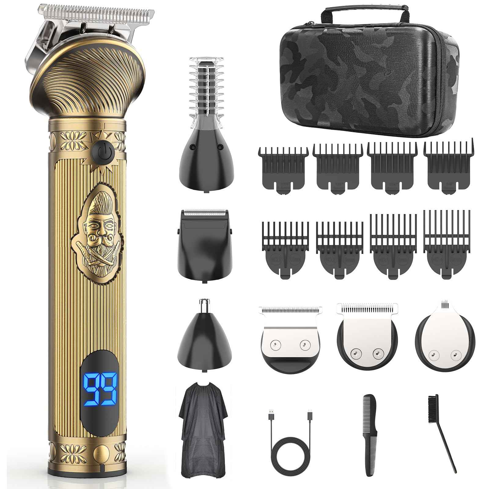 REHOYO Beard Trimmer for Men, Travel Electric Shavers for Men with Case, Cordless Hair Clipper, Mens Grooming Kit for Mustache Body Nose Face - 180 Mins Shaving, Gifts for Him & Father