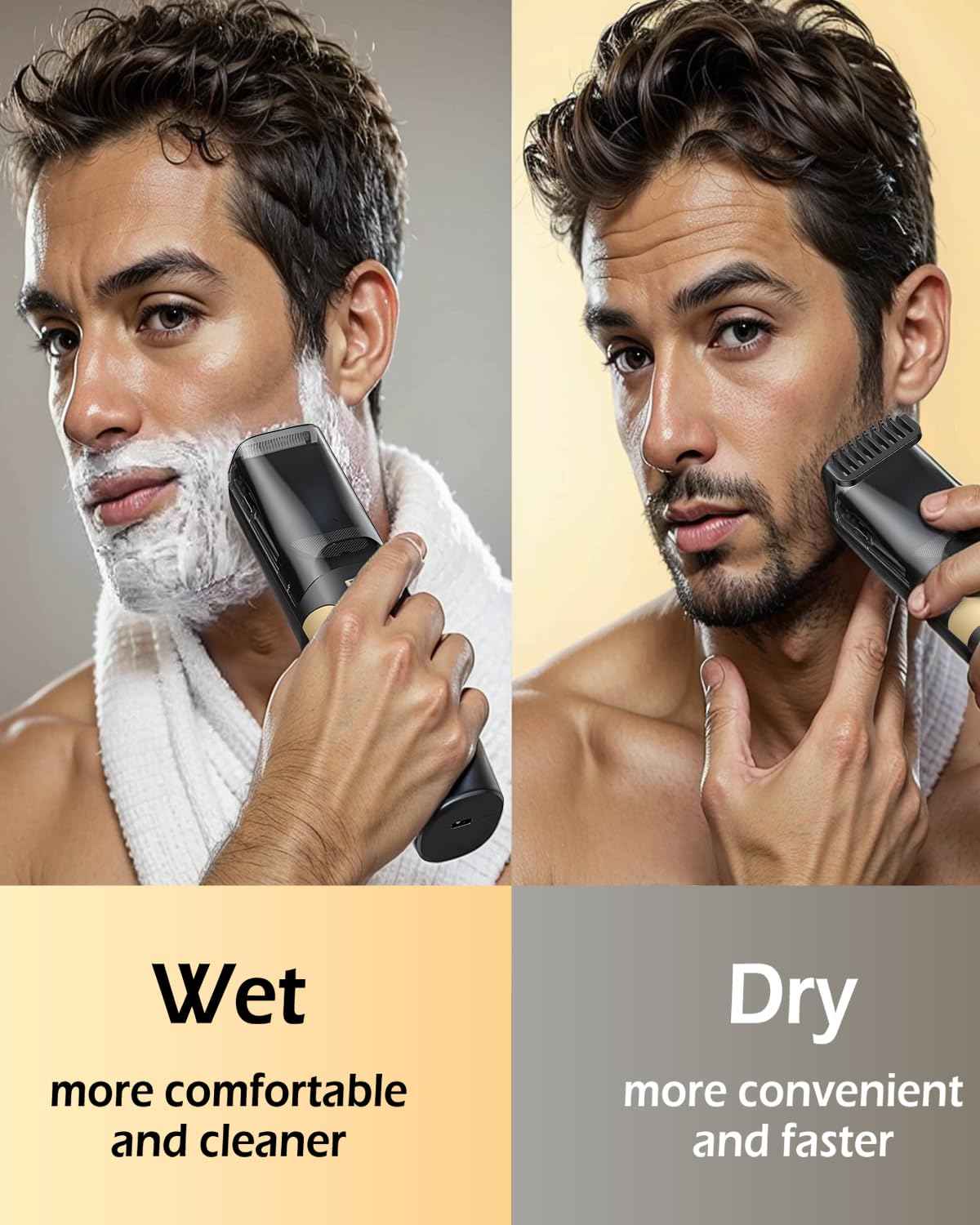 ENSSU Beard Trimmer for Men Auto-Vaccum, Rechargeable Electric Men Beard Trimmers with 2 Combs, 1-20mm Adjustable Length Dial, Waterproof Cordless Mustache Trimmer for Face, Stubble