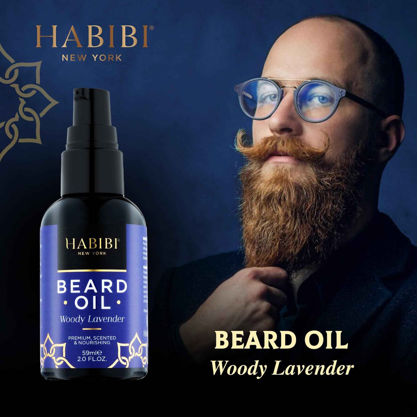 H HABIBI Woody Lavender Beard Oil – 2.0 Fl. Oz Naturally Derived Beard Growth Oil for Men, Beard Care Essential – Hydrates, Nourishes & Promotes Healthy Growth, Made in USA