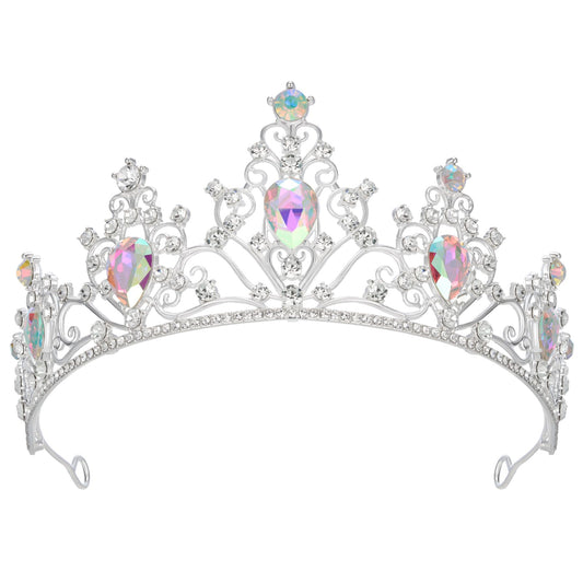 SWEETV Wedding Crowns for Women,Multicolored Crystal Tiaras and Crowns for Women Girls,Rhinestone Princess Tiara Hair Accessories for Quinceanera Pageant Prom Bridal Wedding Prom Party