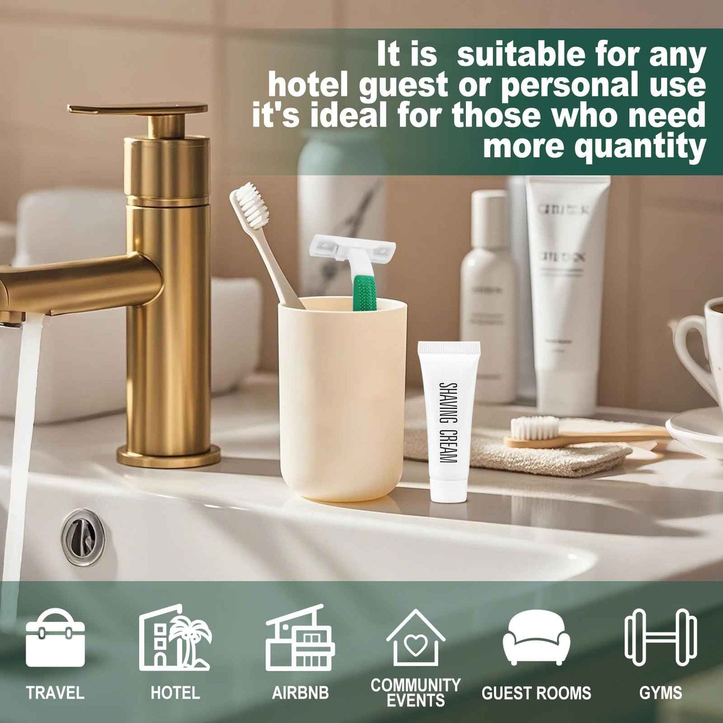 Green Disposable Twin Blade Razors in Bulk, Individually Wrapped with Safety Cap and Shaving Cream (50 Pack) for Homeless, Hotel, Airbnb, Shelter