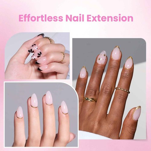 Beetles Tipex Lite Apex Nail Tips Kit, Almond Short, 192pcs 16 Sizes, with UV Nail Glue, Base & Top Coat, Mini Nail Lamp, Nail Clipper & Cuticle Nipper,Pre-Building Pre-Etched Acrylic Tips Kit