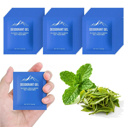 fafortune 0.14oz Bulk Deodorant Gel Individually Wrapped,Trial Size Deodorant Mini Travel Size,Natural Mint And White Tea & Aluminum Free,Great for Travel Homeless Shelters Charities Hotels (200)