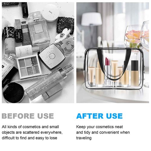 Aucuu Clear Travel Bags for Toiletries, PVC Waterproof Toiletry Bags, TSA Approved, 2 Pack Unisex Adult Cosmetic Bag