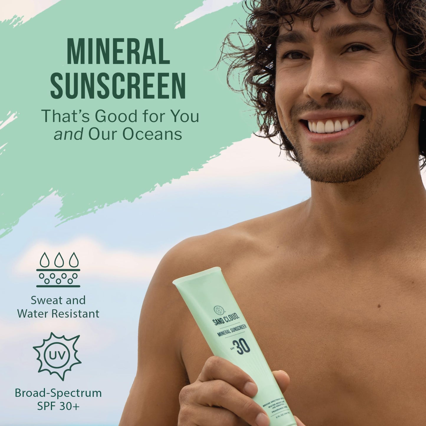 Sand Cloud Broad Spectrum Mineral Sunscreen for Body SPF 30, 5 Oz - Fragrance-Free Body Mineral Sunscreen that Hydrates, Nourishes, & Protects Skin - Zinc Oxide Body Sunscreen for Sensitive Skin