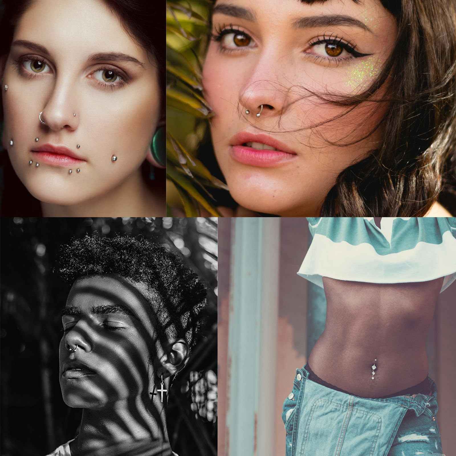 LEEYUKA 50Pcs Catheter Piercing Needles Mixed Size 14G 16G 18G 20G 22G(Each Size 10pcs) Catheter Needles Cateter Para Catheter Hollow Needles for Ear Nose Belly Cartilage Piercing Needles