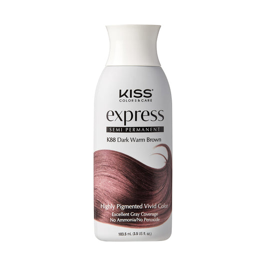 Kiss Express Semi-Permanent Hair Color 100mL (3.5 US fl.oz) (1 PACK, Dark Warm Brown)