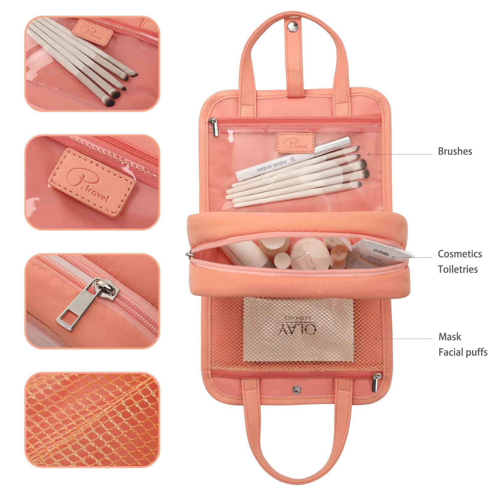 VanFn Cosmetic Bags, Travel Makeup Bag Toiletry Bag for Girls, Cosmetic Bag, Waterproof Zipper Pouches for Airline Travel, Toiletries, Bathroom & Organizing P.Travel Series