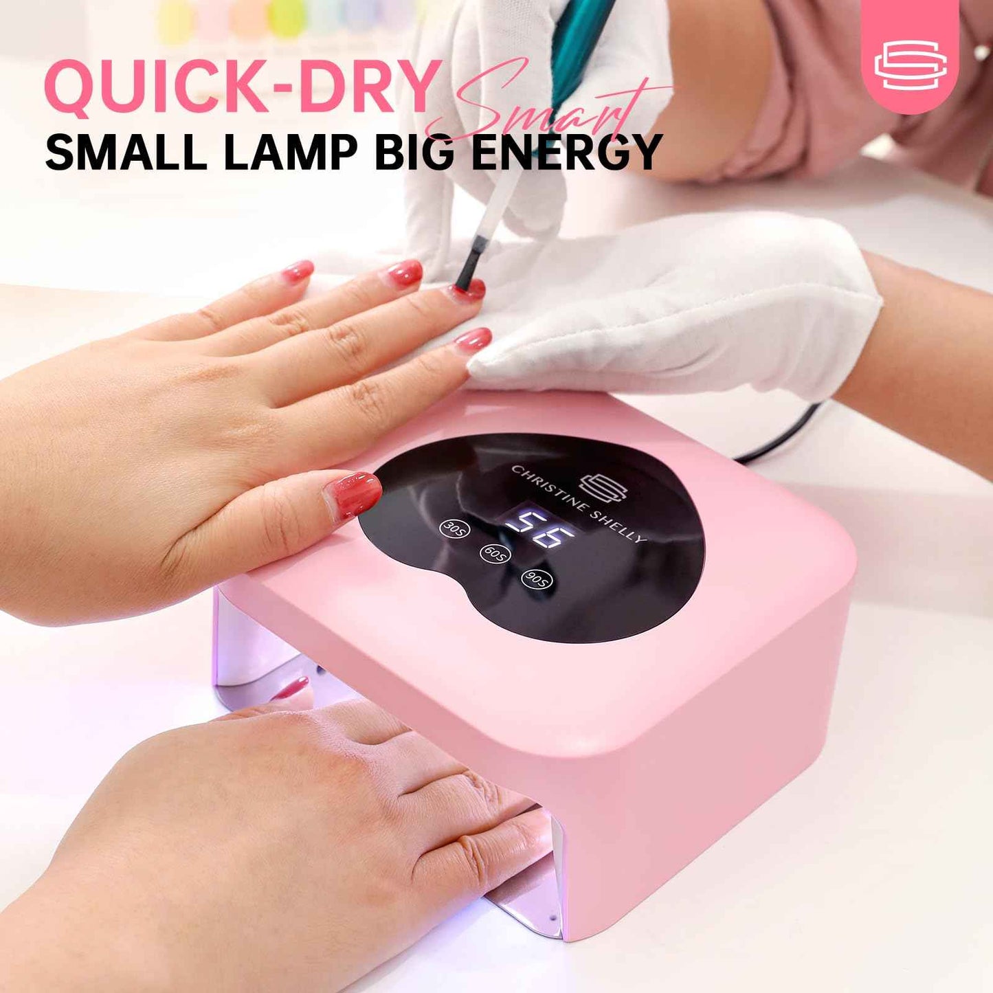 UV Nail Lamp, CHRISTINE SHELLY UV Light for Gel Nails, 48W Plug-in Mini Nail Lamp Nail Dryer with Touch Control Auto Sensor and 3 Timer Settings Nail Light Curing Lamp, Home Salon Nail Art Tools,Pink