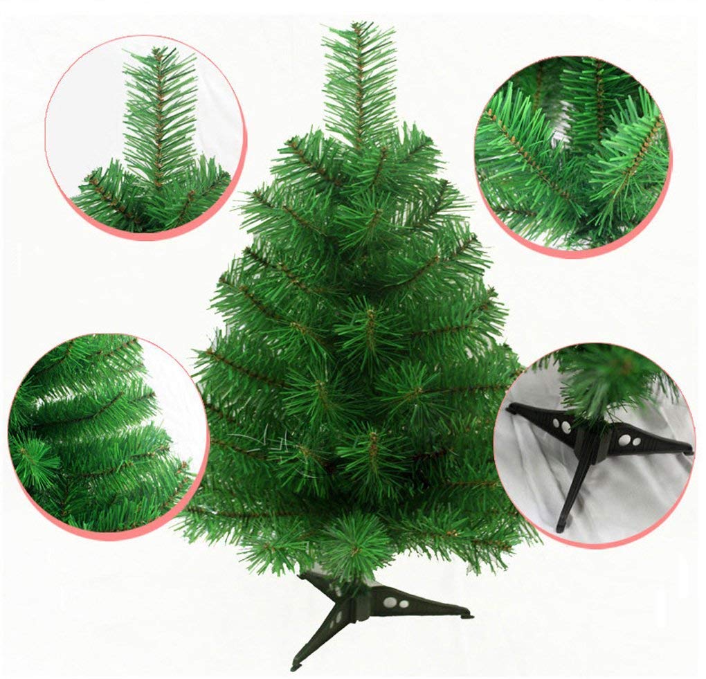 Jackcsale Artificial Christmas Tree, PVC Leg Stand Base Foldable Xmas Desk Pine Tree for Festival Decoration (3ft,Green)