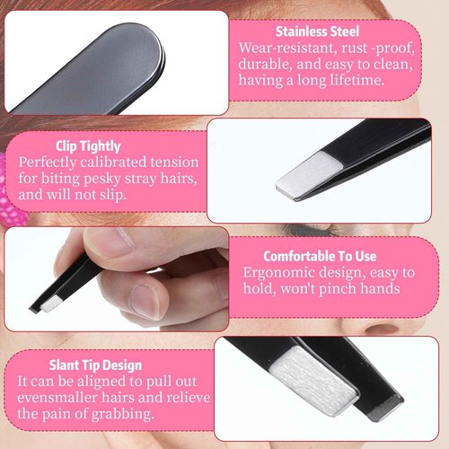 64Pcs Slanted Lash Tweezer for Women Men, Professional Stainless Steel Tweezers High Precision Tweezers Bulk for Ingrown Hair Removal Eyelash Extension Plucking Blackhead