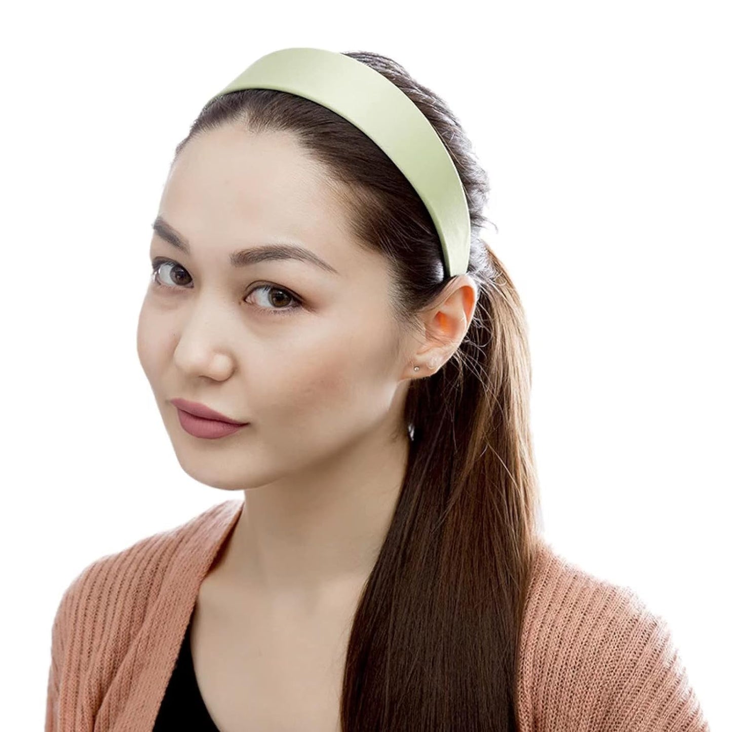 HaimiLiya 2 Pieces Womens Wide Headbands Set, Pure Color Headbands for Women, Fashion Wide Silk Hair Band, Bandana Hair Accessories for Women (Blue + fruit green)