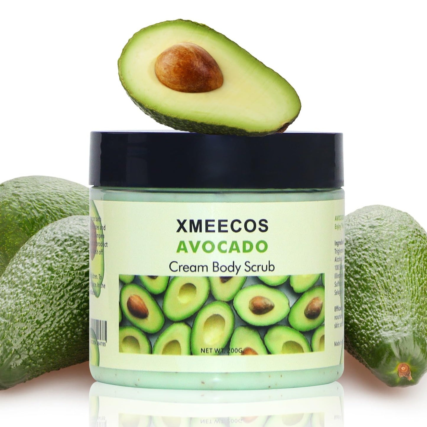 XMEECOS Avocado Body Cream Scrub Skin Cleanser Cruelty Free Prevent Cracked Skin| Exfoliating| Moisturizing| Natural (Milk)