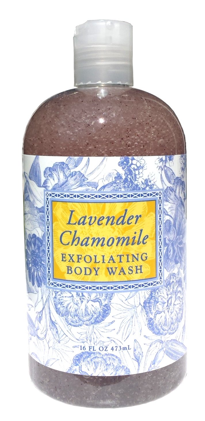 Greenwich Bay LAVENDER CHAMOMILE Exfoliating Body Wash for Men and Women-Gentle Body Scrub Parabens Free -Sulphates Free-Blended with Loofah, Apricot Seed-Moisturizing Shea Butter -16 oz.