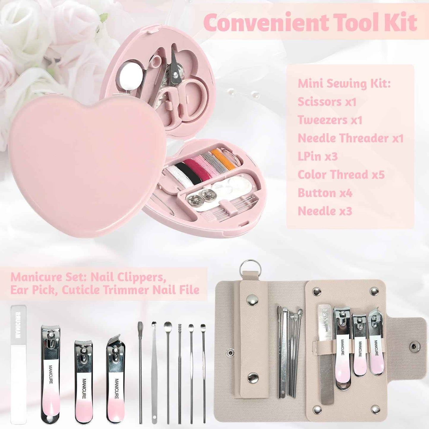 Women's Wedding Emergency Kit for Bride Wedding Survival Set with Makeup Bag, 42 Pc Wedding Daily Travel Essential Items