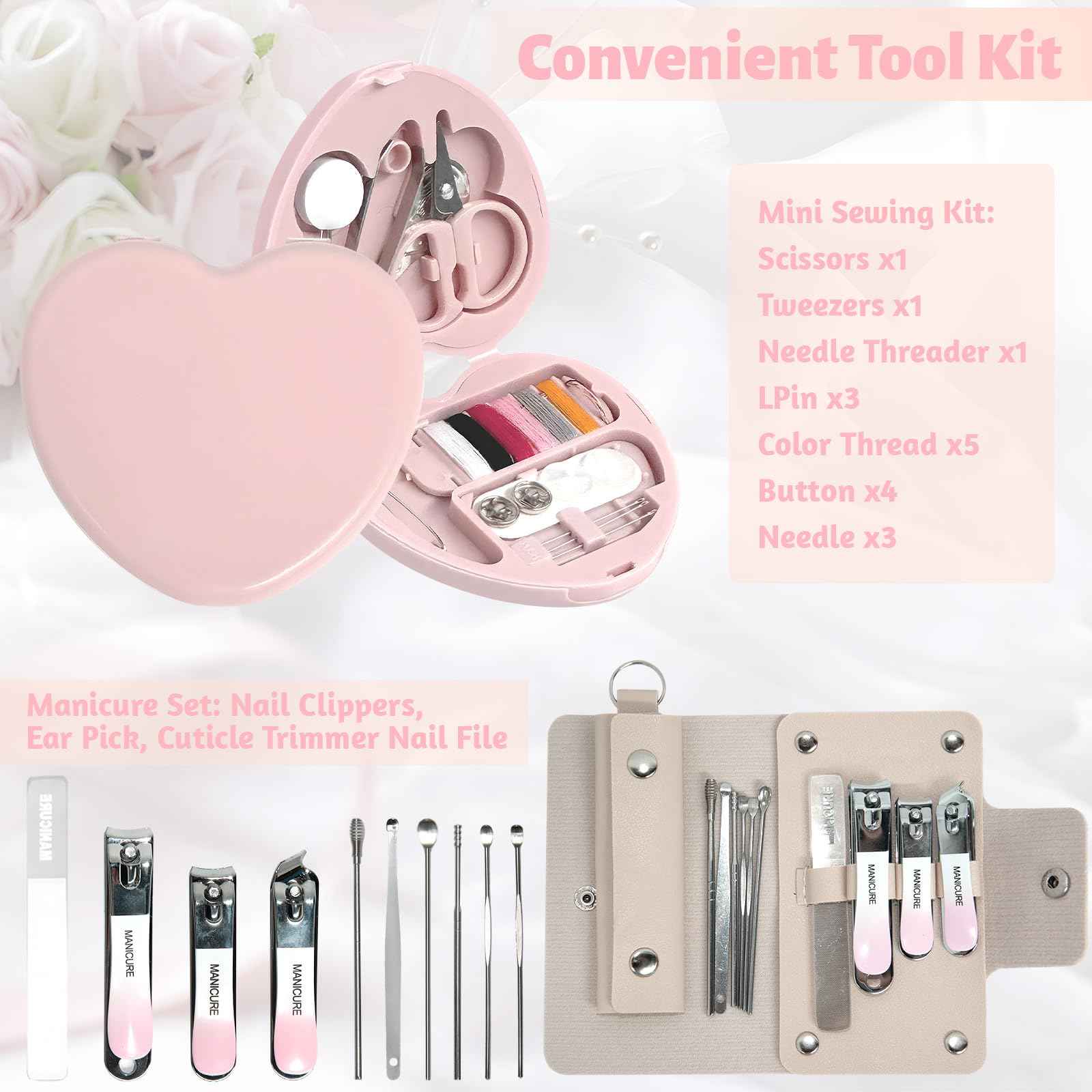 Women's Wedding Emergency Kit for Bride Wedding Survival Set with Makeup Bag, 42 Pc Wedding Daily Travel Essential Items