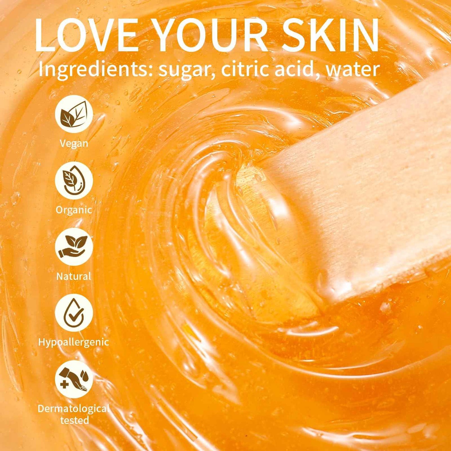 Sugar Wax Kit for Hair Removal: 10.6 Organic Sugaring Wax for Face Body Legs Bikini Back - with Large Strips and Sticks, Care Oils and Gloves