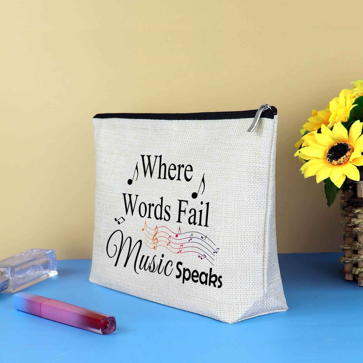 Music Gift for Women Makeup Bag Musical Lover Gifts Cosmetic Bag Music Teacher Appreciation Thank You Gift Christmas Birthday Gifts for Musical Teacher Student Musicians Travel Toiletry Bags