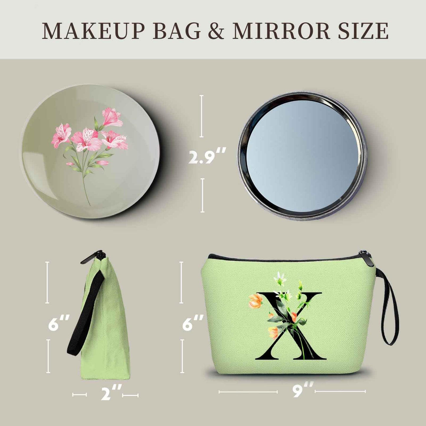 Happy Birthday Friendship Bridesmaid Team Gifts for Employees Women Mom Aunt Daughter Teenage Girl Personalized Make up Cosmetic Bag Travel with Mirror Mothers Day Christmas Graduation X