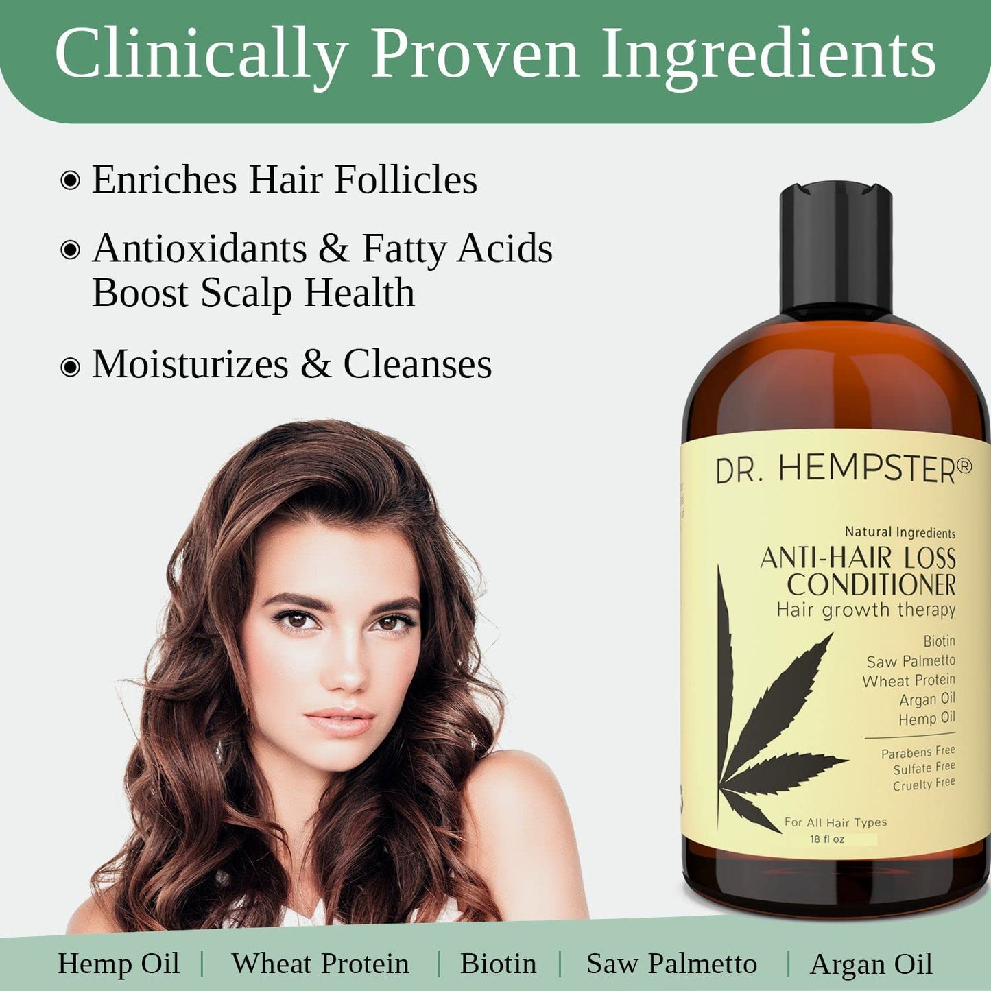 Women's and Men's Hair Growth Conditioner - Biotin and Hemp Anti Hair Loss Treatment for Thinning Hair - Natural and Organic Thickening and Volumizing Ingredients - No Parabens or Sulphates