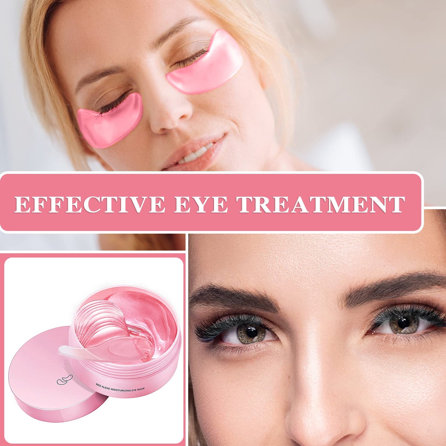 Fusang Under Eye Patches for Puffy Eyes & Dark Circles Treatments- 30 Pairs - Moisturizing Eye Mask for Reducing Fine Line,Hydrating Under Eye Pads,Improve Smooth Wrinkles and Under Eye Bags(Pink)