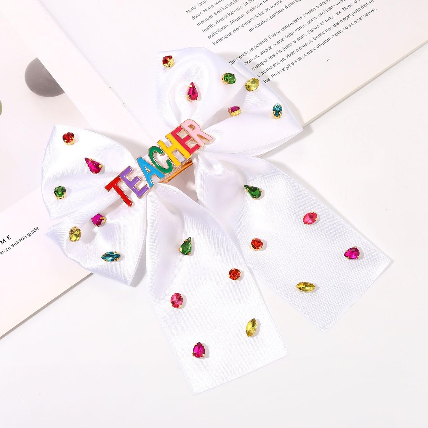 Teacher Hair Bows for Women Teacher Accessories Hair Bow Clips Jeweled Large Book Pencil Fri-Yay Hair Bows Teacher Appeaciation Gifts Outfits (Pattern G2)