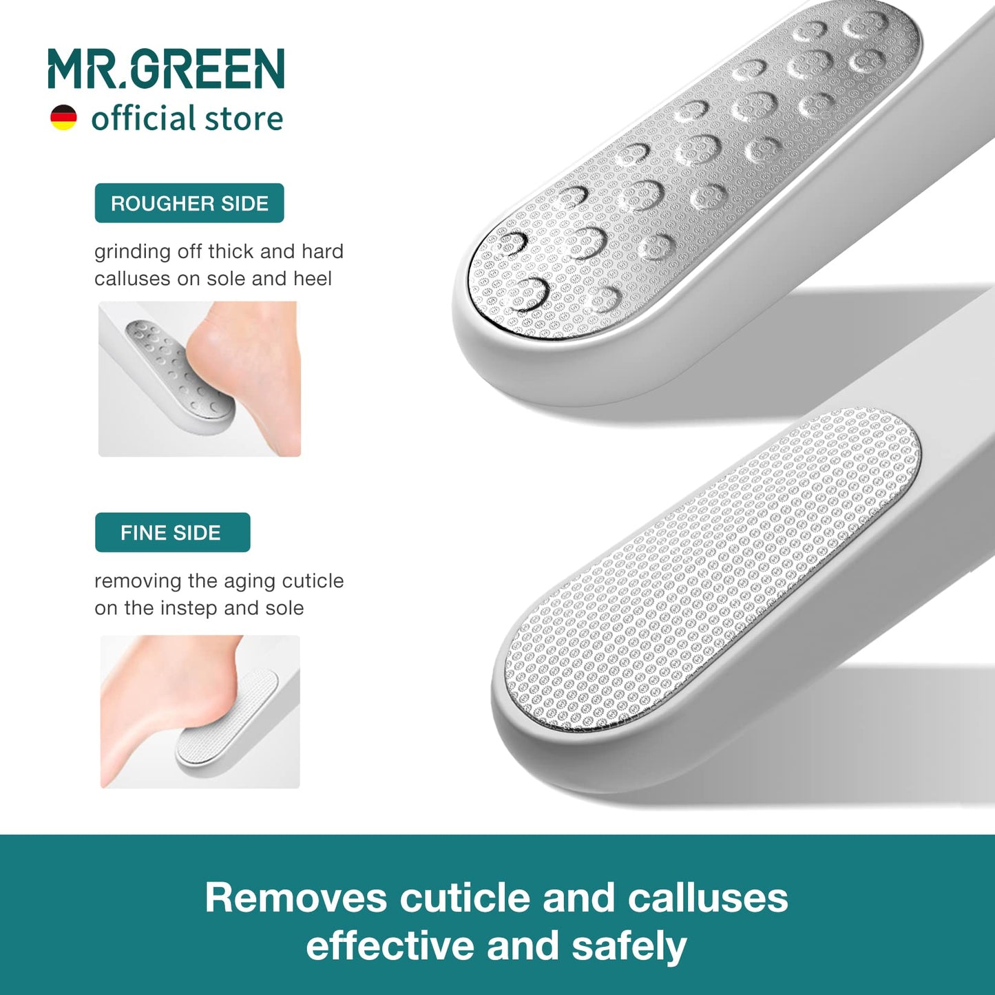 MR.GREEN Foot File Double Sided Callus Remover for Dead Skin Professional Pedicure Tools Callous Scraper Foot Sander Heel Filer (Orange)