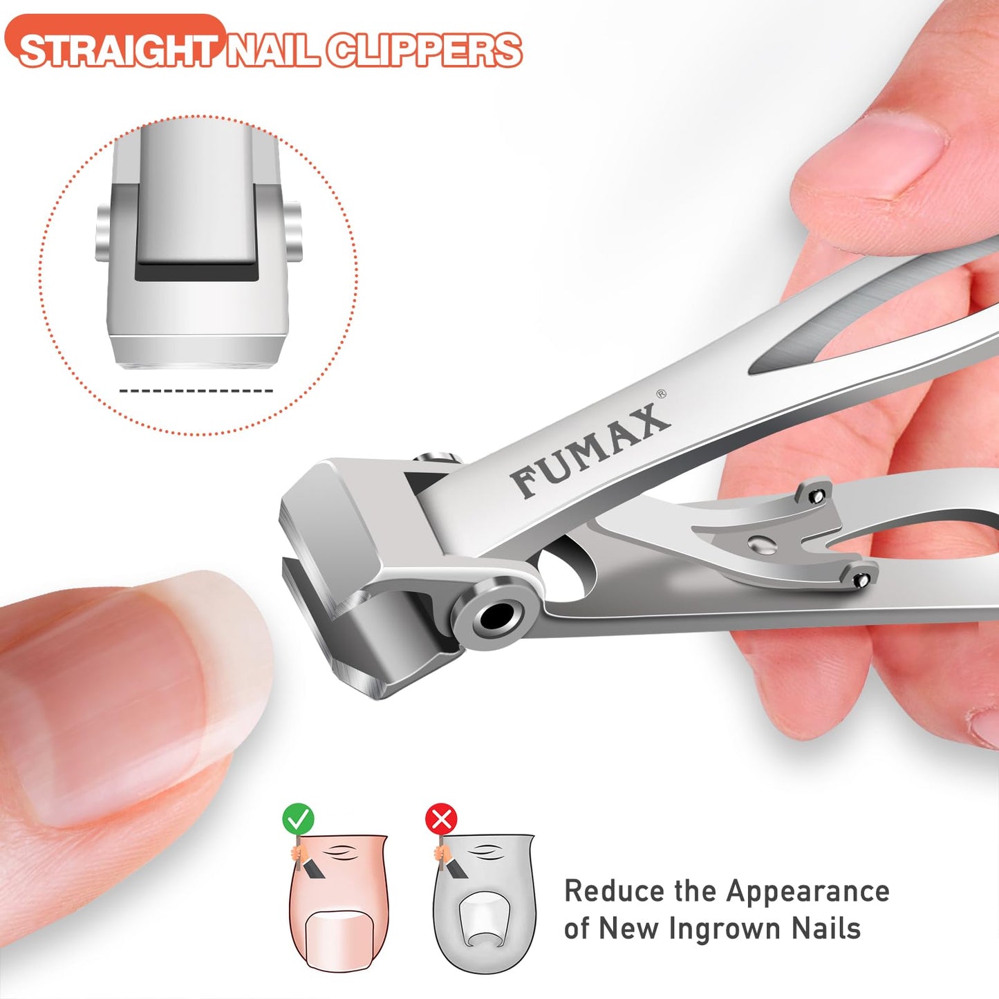 Nail Clippers for Thick Nails & Toenails, Straight Toenail Clippers with Wide Jaws for Seniors, Upgraded Slanted Toe Nail Clippers for Ingrown Toenails, Heavy Duty Large Fingernail Clipper for Men