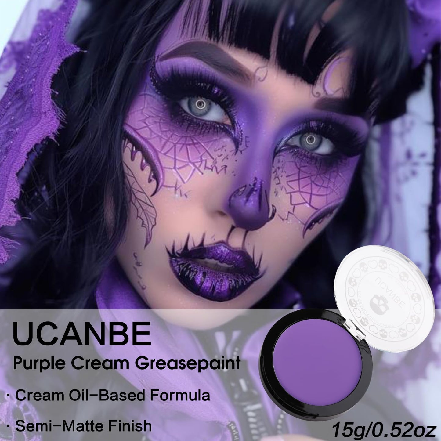 UCANBE Purple Face Body Paint Makeup Foundation, Professional Blendable Cream Greasepaint, Non-Toxic Face Paint Kit for Halloween Parties, Mermaid SFX Makeup, Ursula Widowmaker Dabi Costume & Cosplay