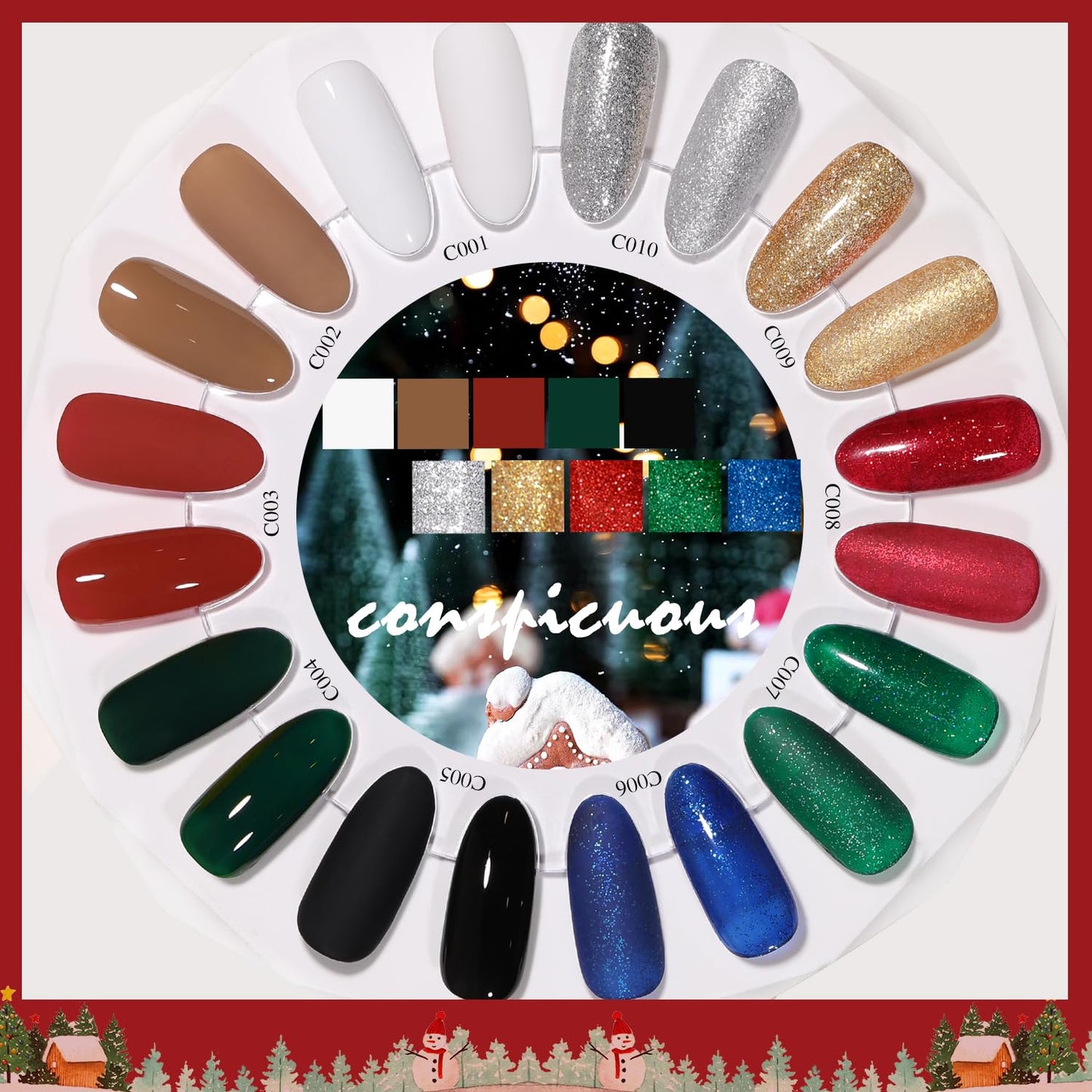 SHOYUM Christmas Day Gel Nail Polish Set - 10 Colors Gel Polish Set Red White Green Gold Silver Glitter Sparkle Gel Nail Kit Soak Off Nail Art Manicure DIY Gifts for Women Classic