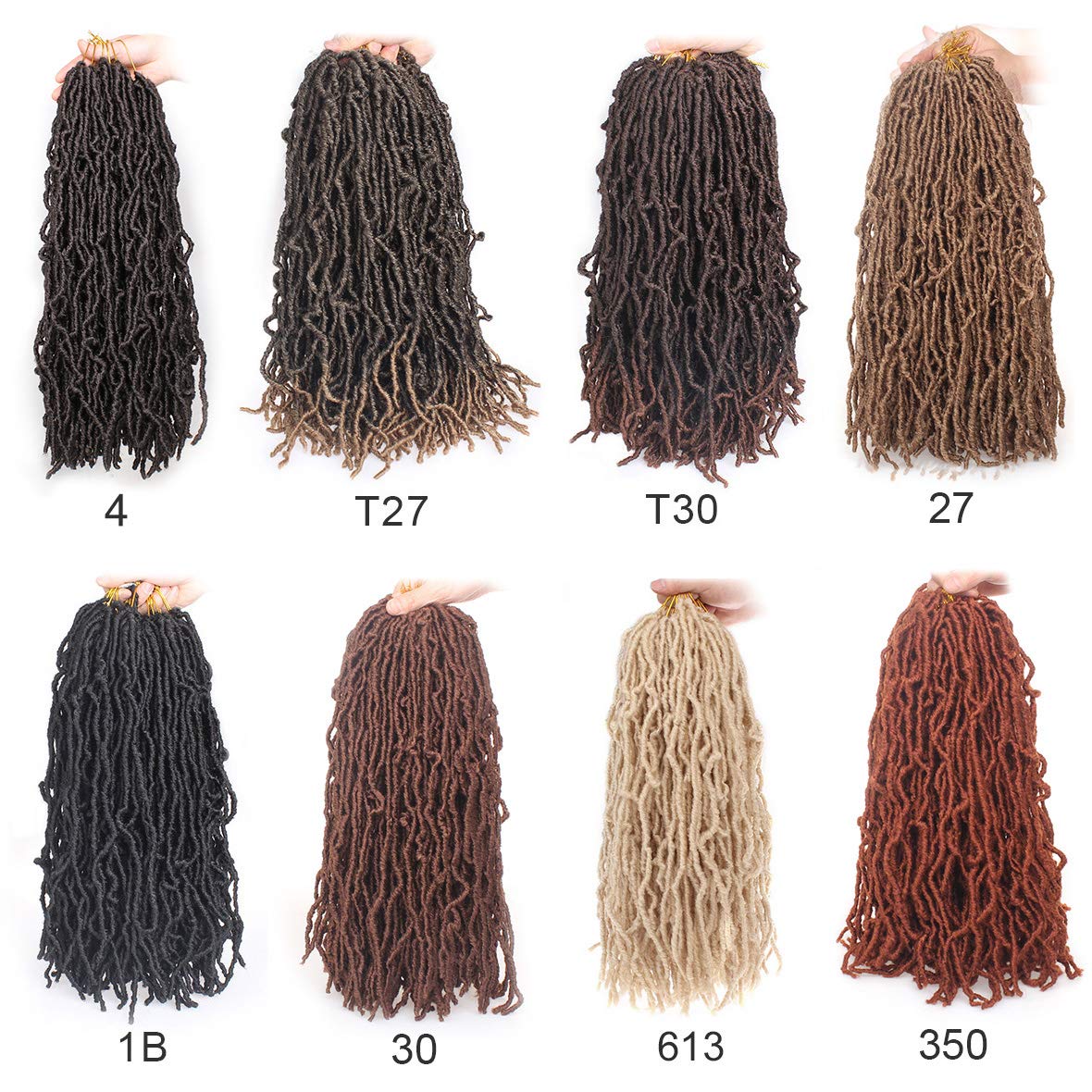 18 Inch 2Packs New Faux Locs Crochet Braids Hair Synthetic Goddess Soft Locs Braiding Hair For Women Curly Wavy Faux Locs Crochet Hair Extensions (18 Inch,27#)