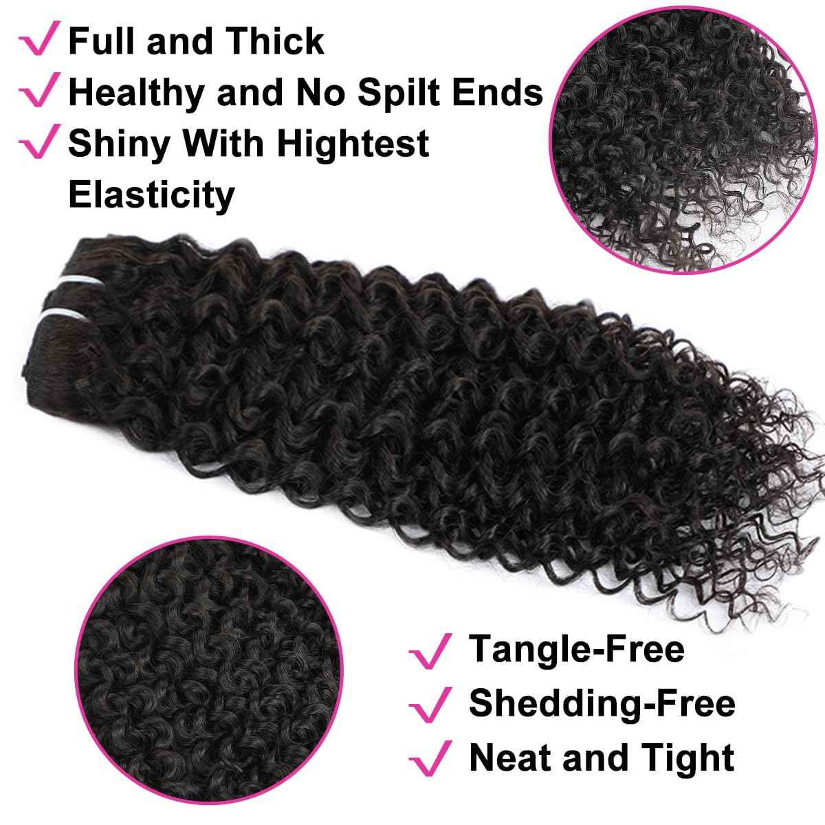3C 4A Curly Clip In Hair Extension Real Human Hair 14 Inch Kinky Curly Clip in Hair Extensions Real Human Hair Brazilian Remy Human Hair Extensions Double Weft 8Pcs 110g Natural Black
