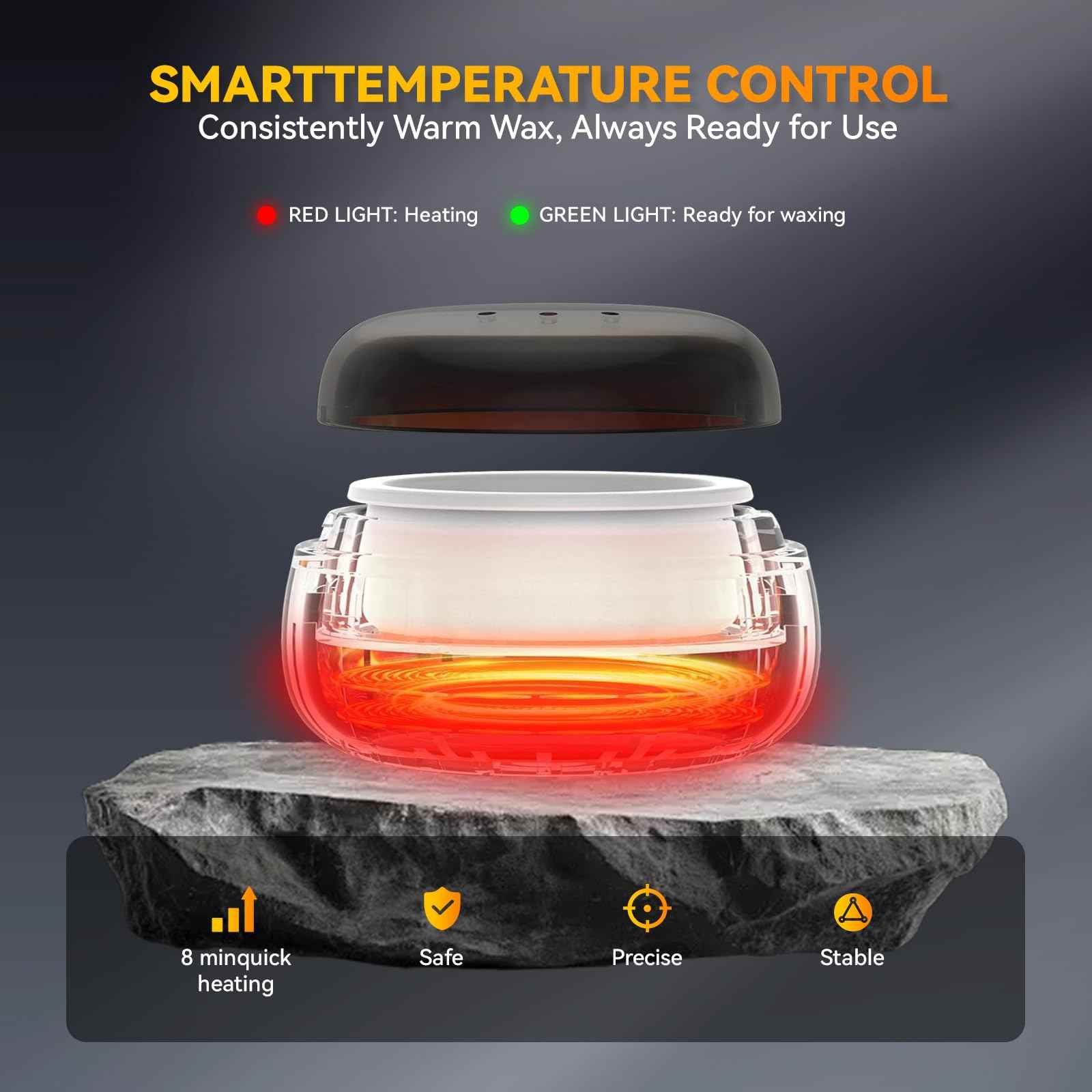 Nose Wax Kit Men, Nose Ear Hair Waxing Kit with 100g Nose Wax, Painless Nose Ear Hair Removal Kit, Smart Constant Temp, USB Fast Heat, Upgraded Capacity, Multi-Accessories