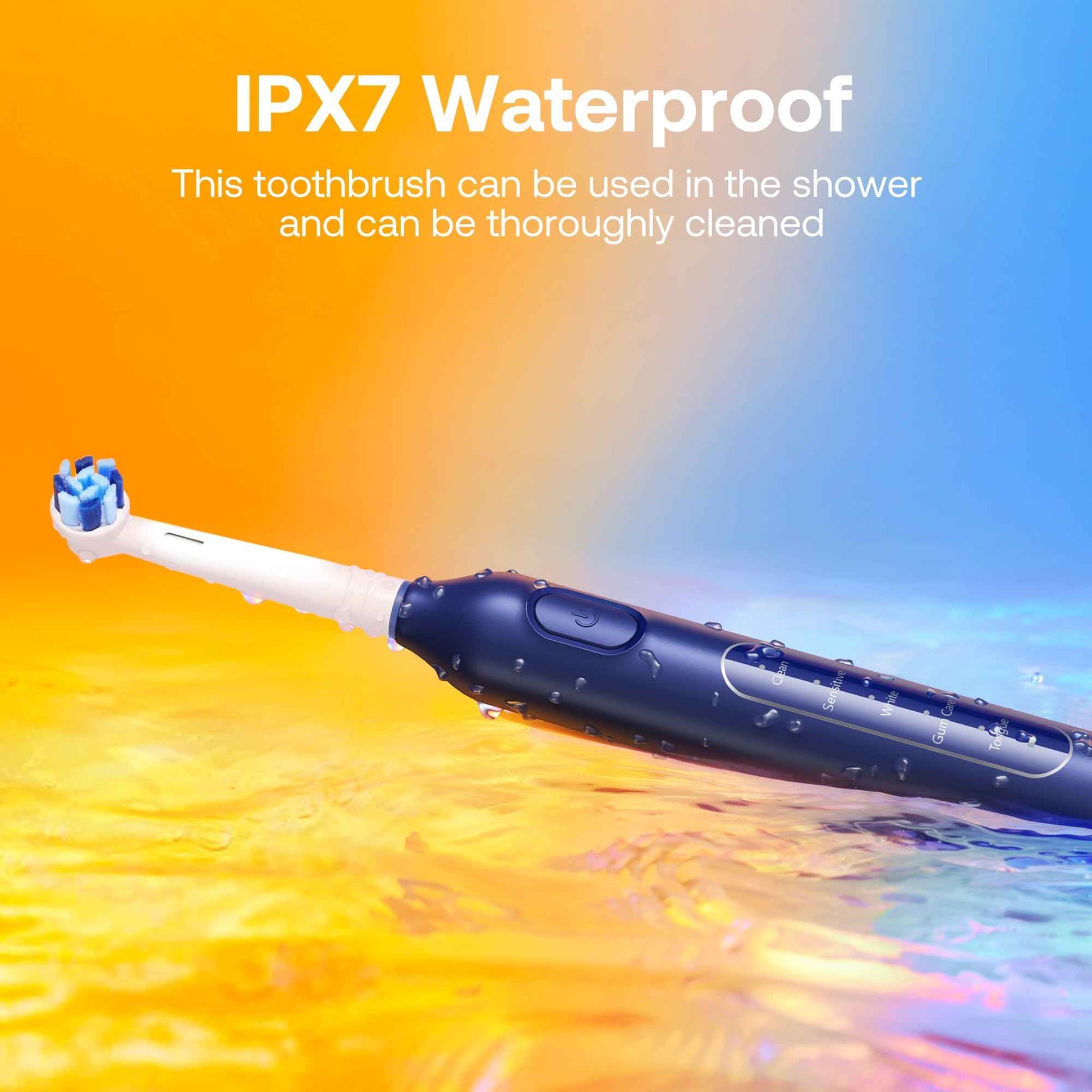 Bitvae R1 Rotating Electric Toothbrush with 8 Brush Heads for Adults and Kids, 60-Day Battery Life, 5 Modes Rechargeable Power Toothbrush with 2-Minute Smart Timer, Dark Blue