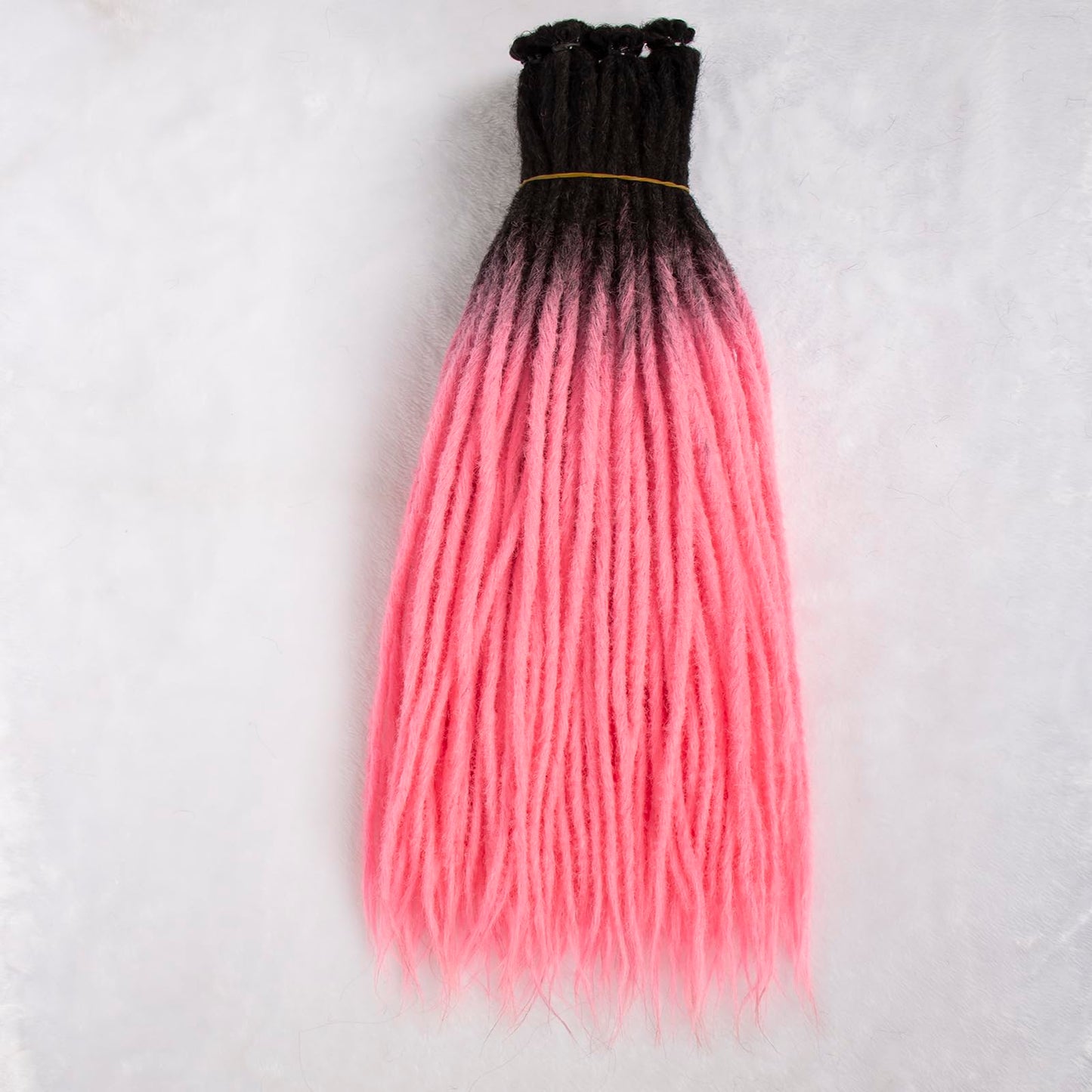 Aooffut Dreadlock Extensions, Thin 0.6cm 24" Ombre Pink 100% Handmade Synthetic Crochet Dreads Extensions Single Ended Dreads Width Reggae Style Dreadlock for Girls