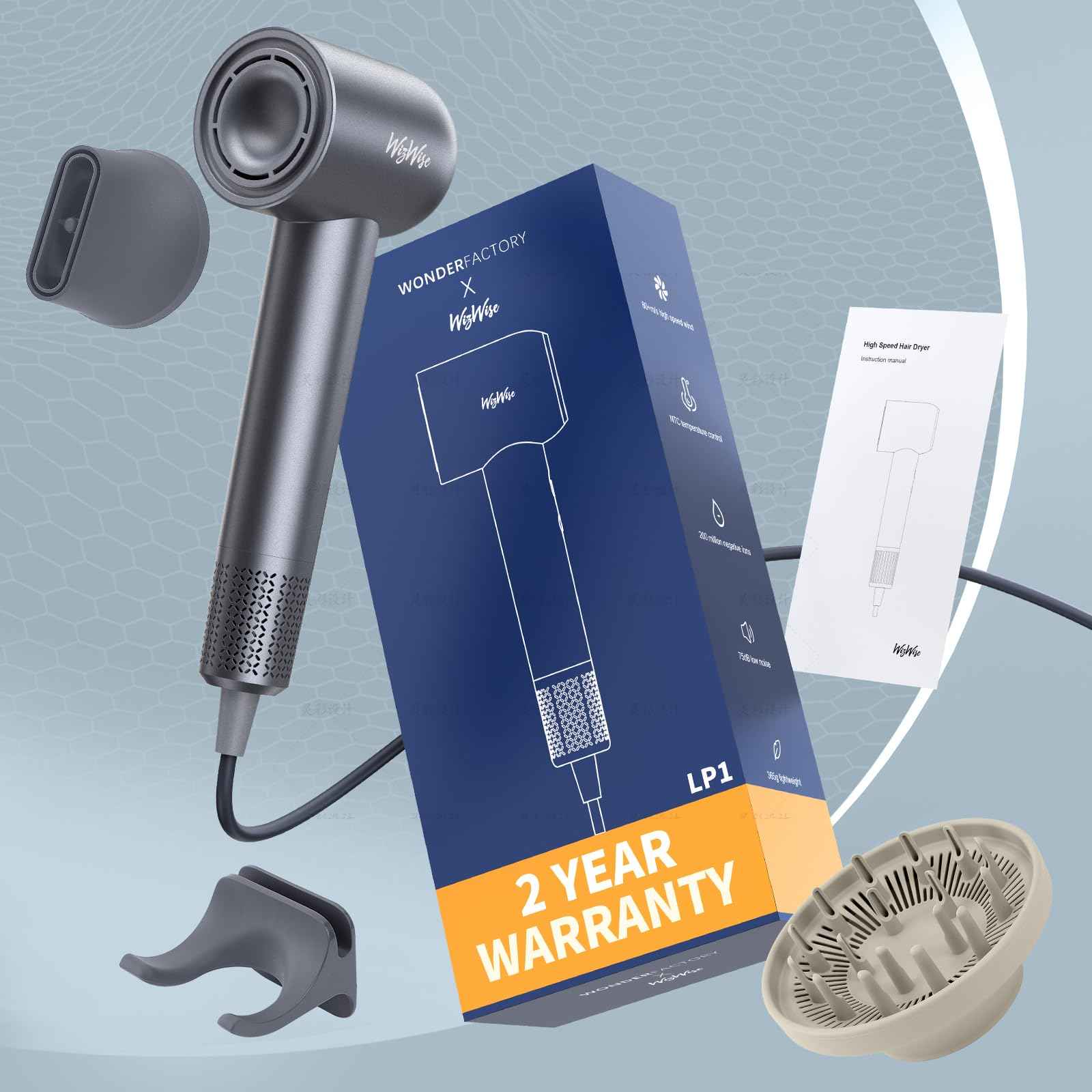 Ionic Hair Dryer, Overheating Protection Temperature Control 5 to 6 Min Fast Drying, Powerful 1500W Blow Dryer 200M Negative Ions, Quiet Lightweight Buckle Nozzle & Diffuser for Home Travel