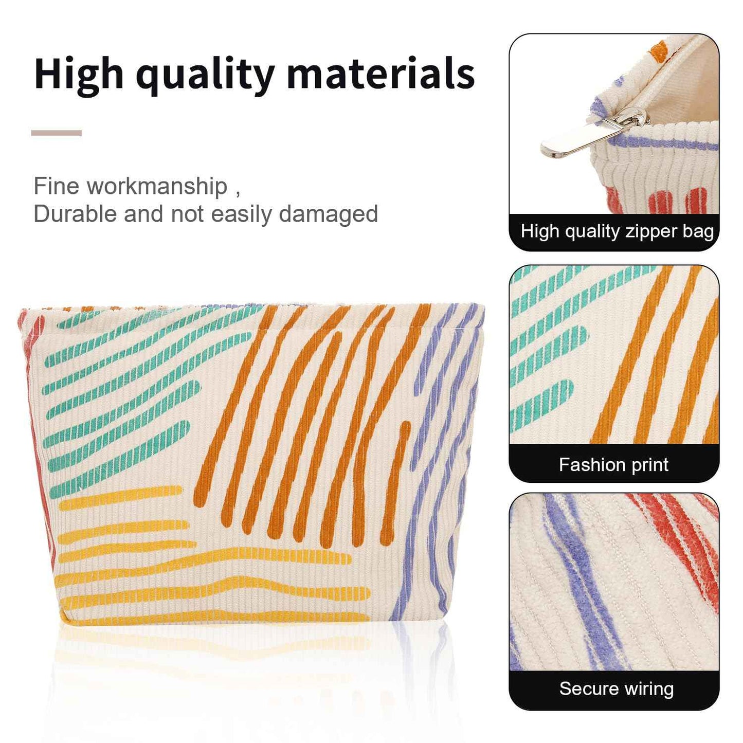 Wudimeitt Cosmetic bag Makeup bag Preppy Cute Corduroy Toiletry bag for women travel essentials (Graffiti art)