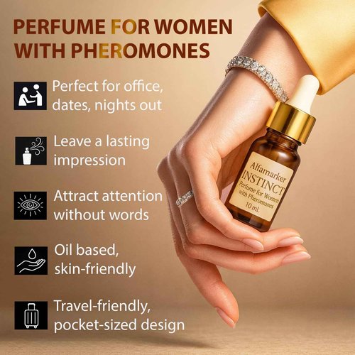 ALFAMARKER Perfumes for Women with Pheromones Instinct 10ml. Travel Perfume Oil for Woman. Pheromone Infused Long Lasting Fragrance for Her. Fresh Floral Fruity Scent.