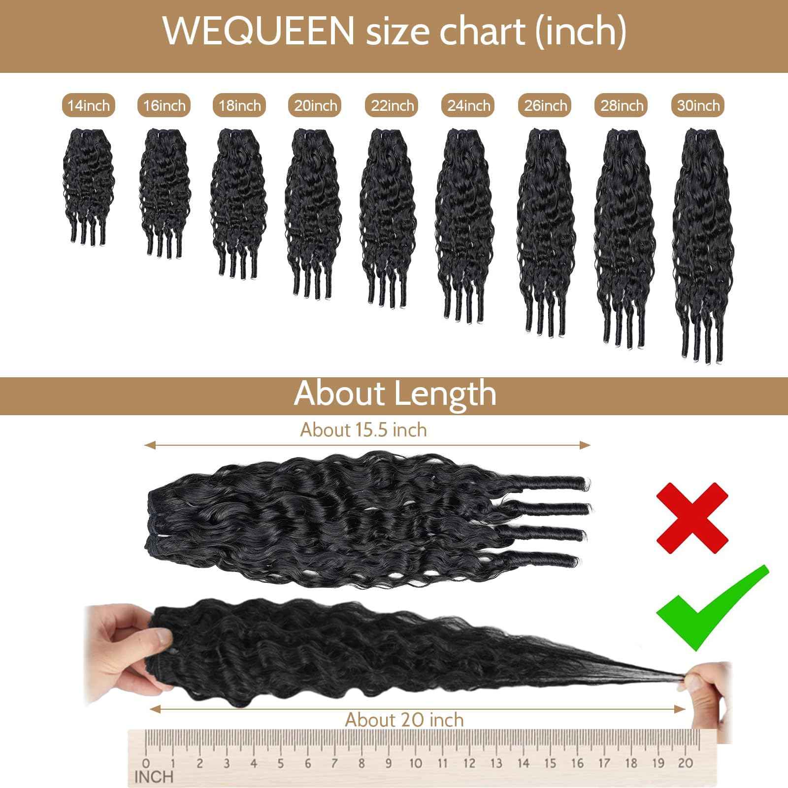 Wequeen 16A Burmese Curly Human Hair Bundles 18 Inch 100% Unprocessed Brazilian Virgin Hair Quick Weave Bundles Human Hair Extensions Real Human Hair, Natural Black