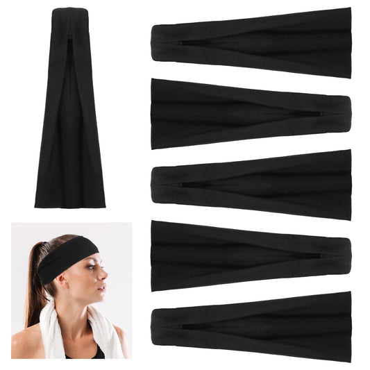 Piriuuo 6 Pcs Headbands for Women Non-Slip Hair Bands for Women's Hair Elastic Head Bands Soft Head Wraps Sweat Headbands for Running Yoga Workout Daily Travel (Black)