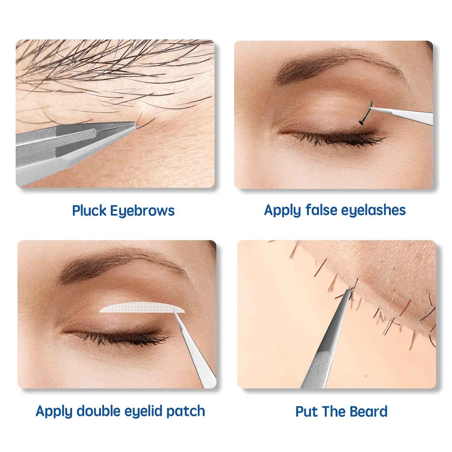 Velodios Pointed Tweezers for Women Facial Hair, Professional Stainless Steel Tweezers for Eyebrow, Chin Hair and Ingrown Hair Removal