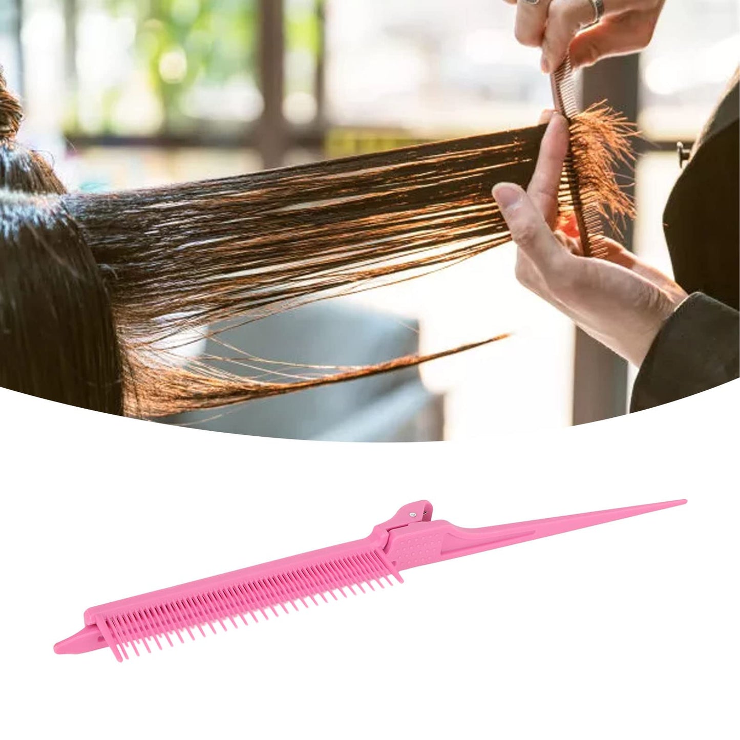 Rat Tail Teasing Clip Comb, Pink Partition Attachment Clip Flat Iron Comb Hair Clip Combs Fine Tooth Comb for Straightening Dyeing
