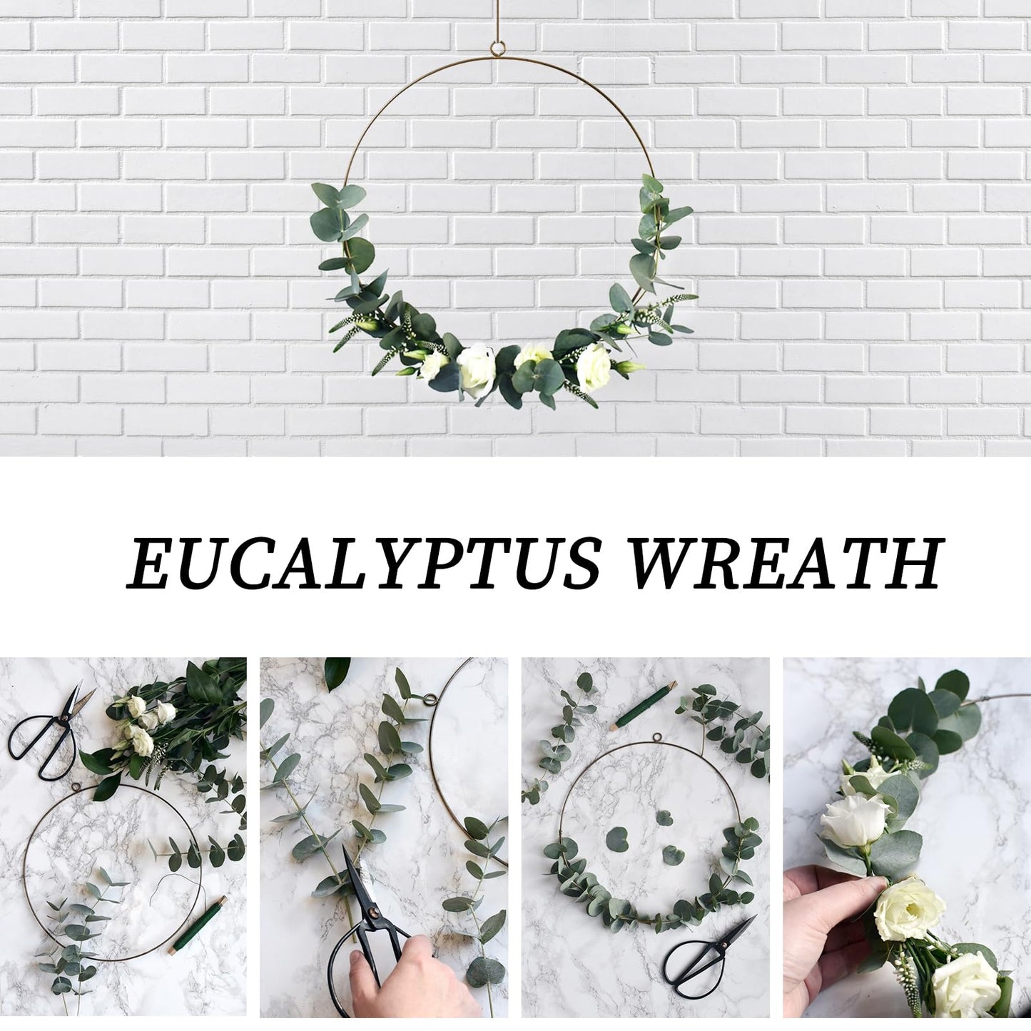 CEWOR 50pcs Artificial Eucalyptus Stems Fake Eucalyptus Leaves Stems Real Touch Leaf Branches for Flower Bouquet Wedding Easter Centerpiece Spring Home Office Decor