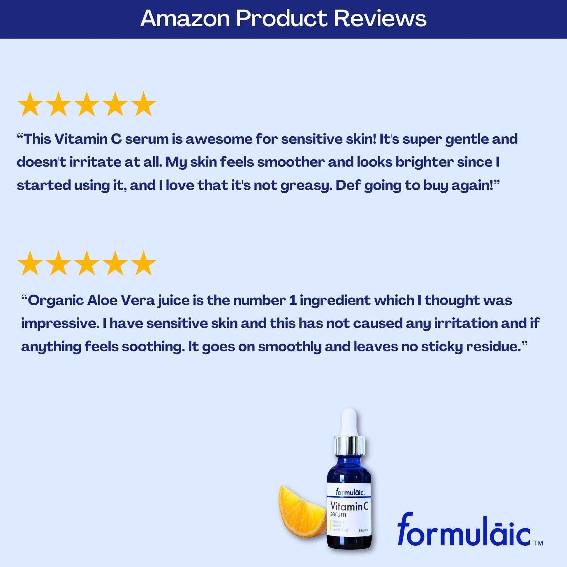 Formulaic Vitamin C Face Serum with Vitamin E & Ferulic Acid, Skin Brightening Serum, Revitalizes Skin and Evens Skintone, Fragrance Free, 1 Fl Oz