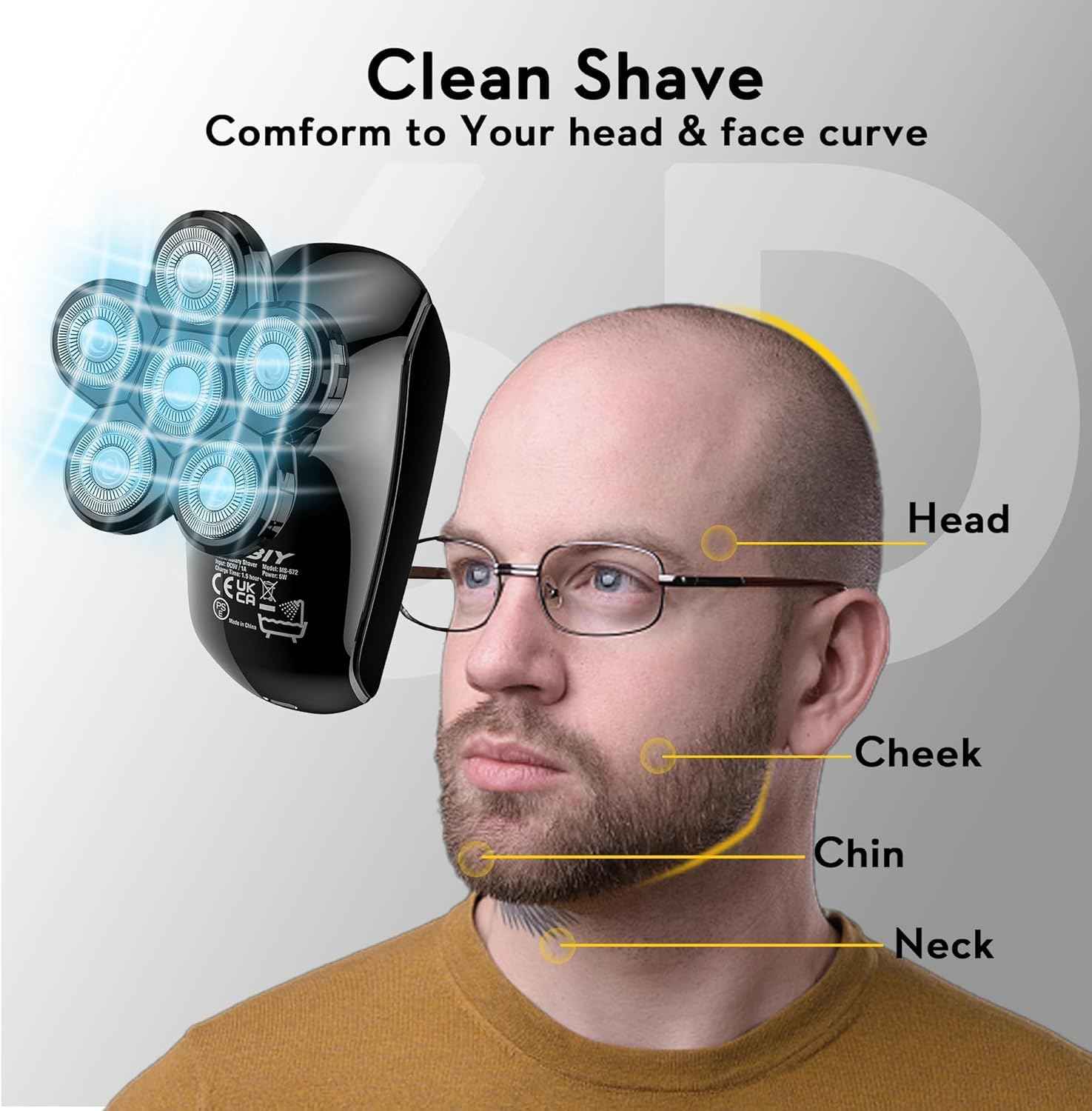 Kibiy Head Shavers Replacement Blades, 6 Blades Head Shaver for Bald Men Replacement, Easy Install Electric Razor Shaver for Model MS-672