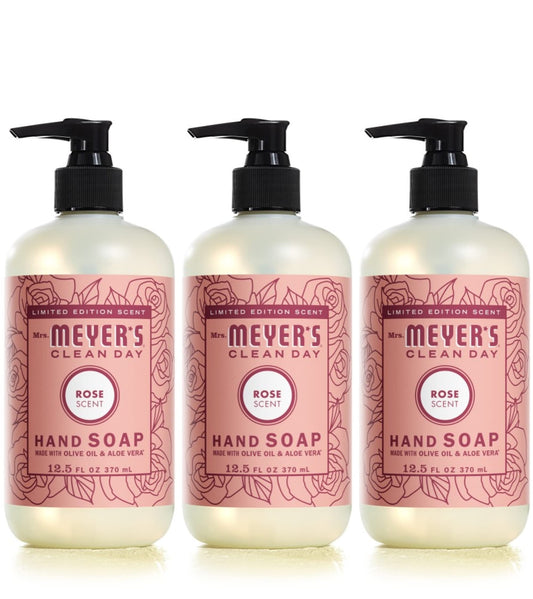 Mrs. Meyer's Clean Day Liquid Hand Soap Rose 12.5 Fl Oz (Pack of 3)