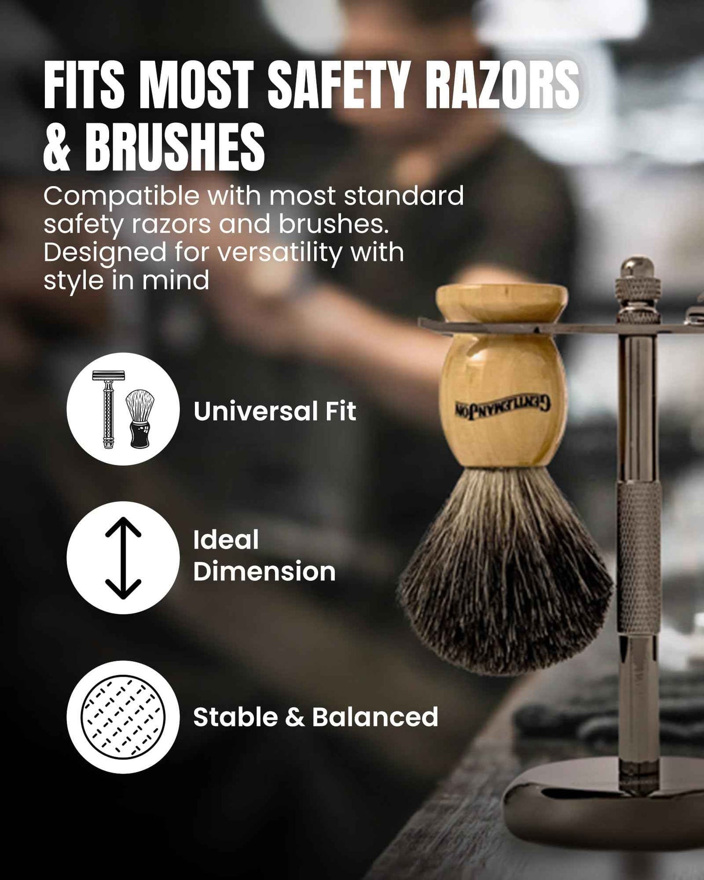 Gentleman Jon Shaving Stand for Razor & Brush for Men – Heavy Duty Gunmetal Razor & Brush Stand, Weighted Base, Matches Wet Shave Kit & Storage, Shaving Kit, Shaver Holder, Beard Accessories for Men