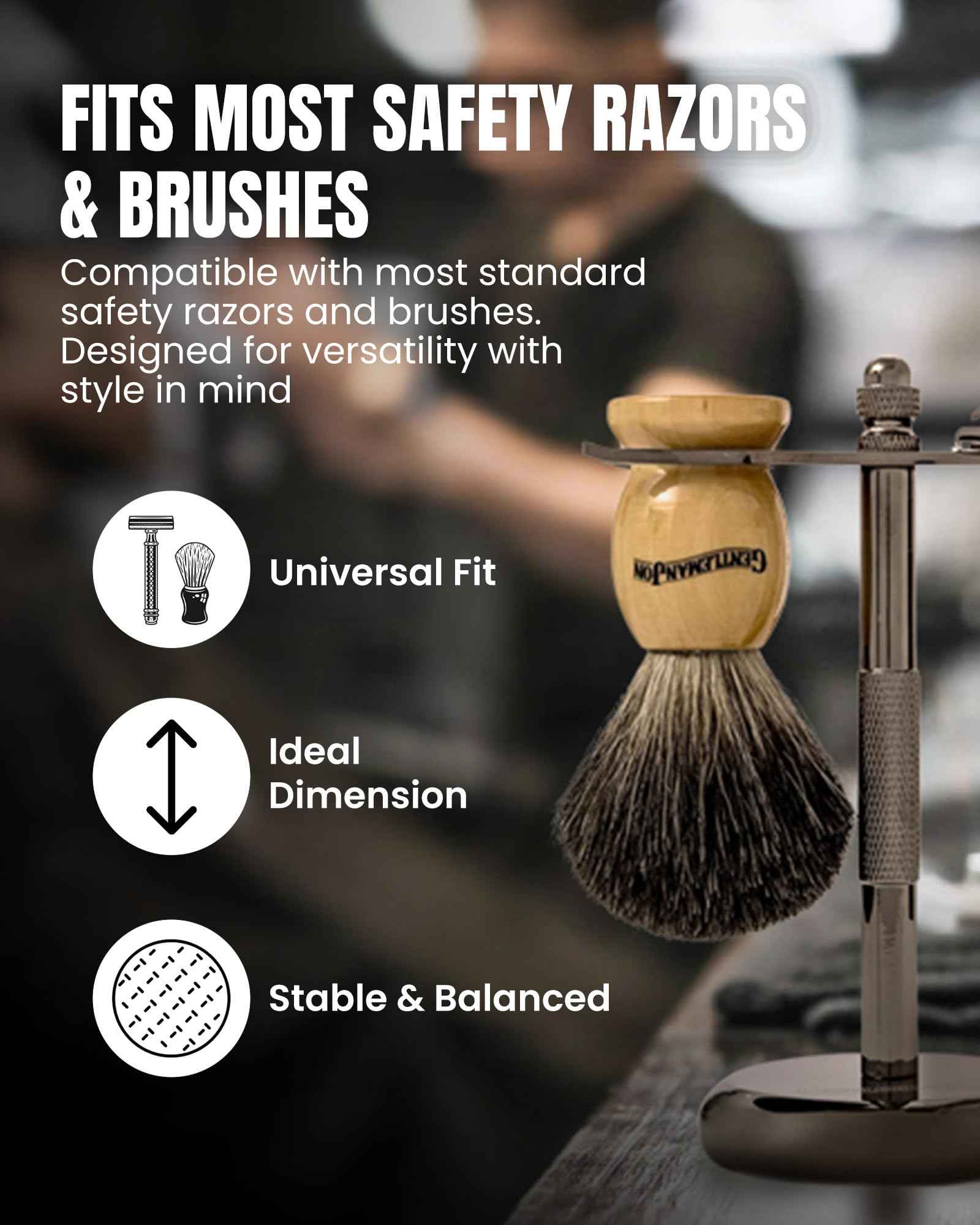 Gentleman Jon Shaving Stand for Razor & Brush for Men – Heavy Duty Gunmetal Razor & Brush Stand, Weighted Base, Matches Wet Shave Kit & Storage, Shaving Kit, Shaver Holder, Beard Accessories for Men