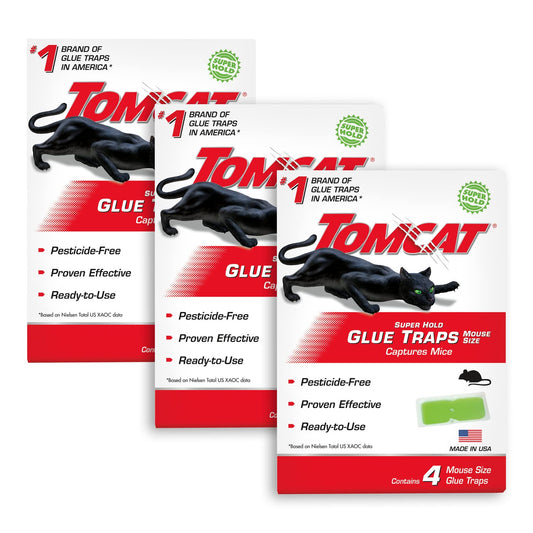 Tomcat Super Hold Glue Traps Mouse Size, 3-Pack (12 Glue Traps)